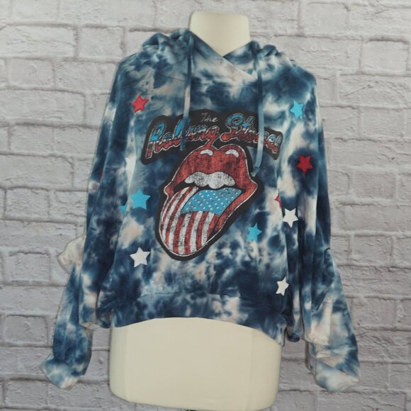 Reworked Young Fabulous Broke Rolling Stones Oversized Tie dye Star Sweatshirt - Picture 1 of 9